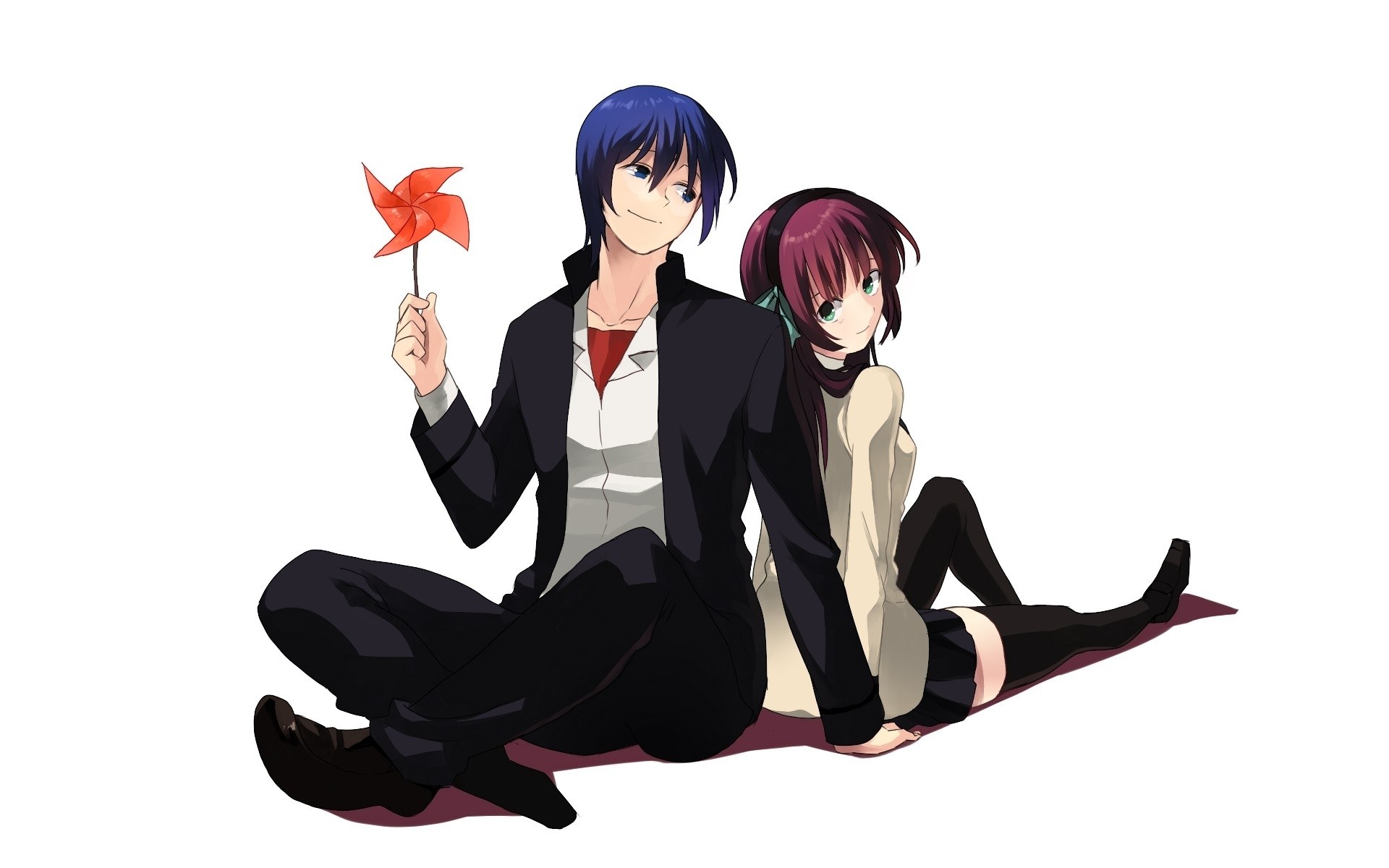 Anime couple with pinwheel