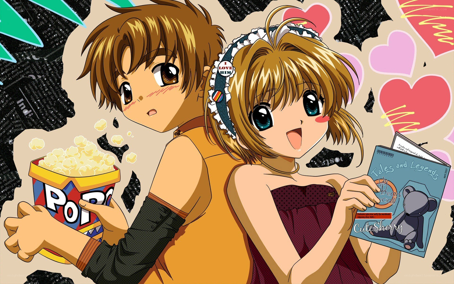anime couple with popcorn