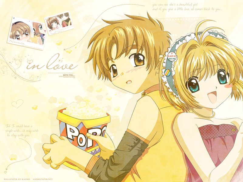 Anime couple with popcorn