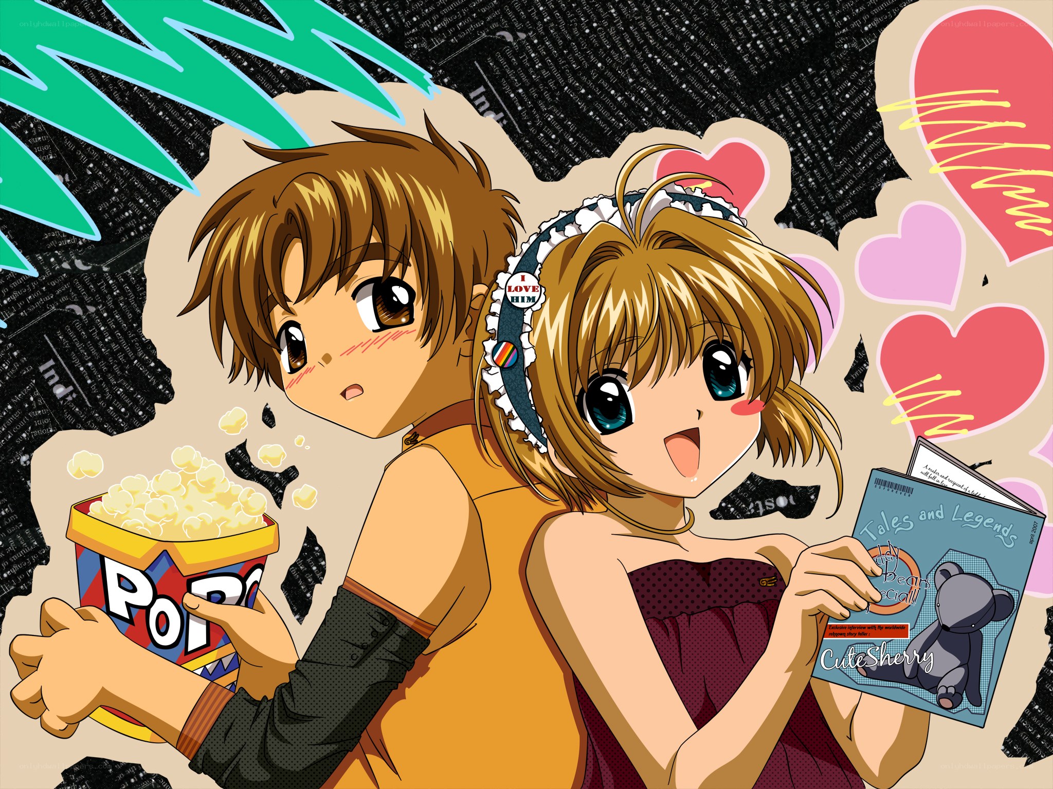 Anime couple with popcorn