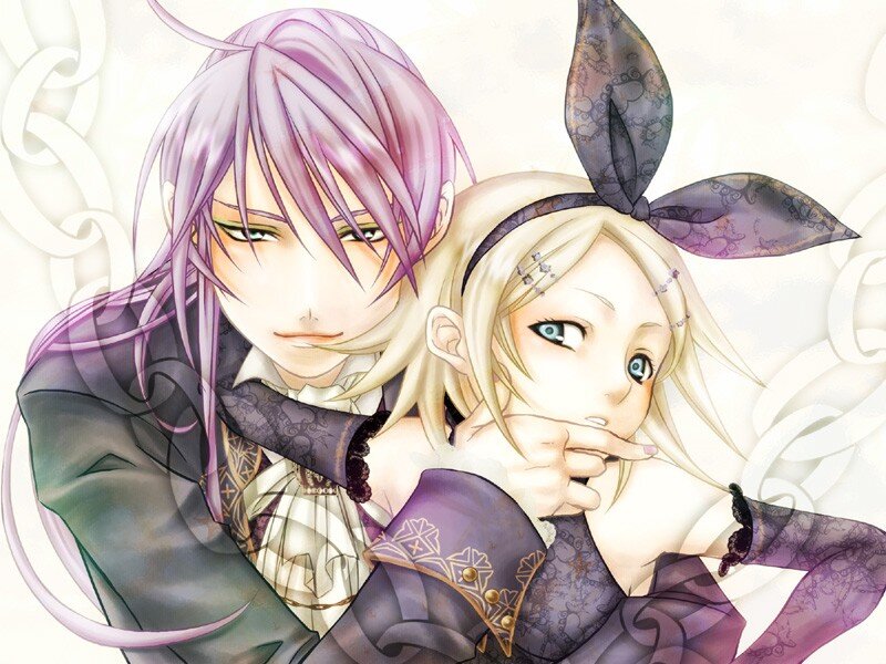 anime couple with purple hair