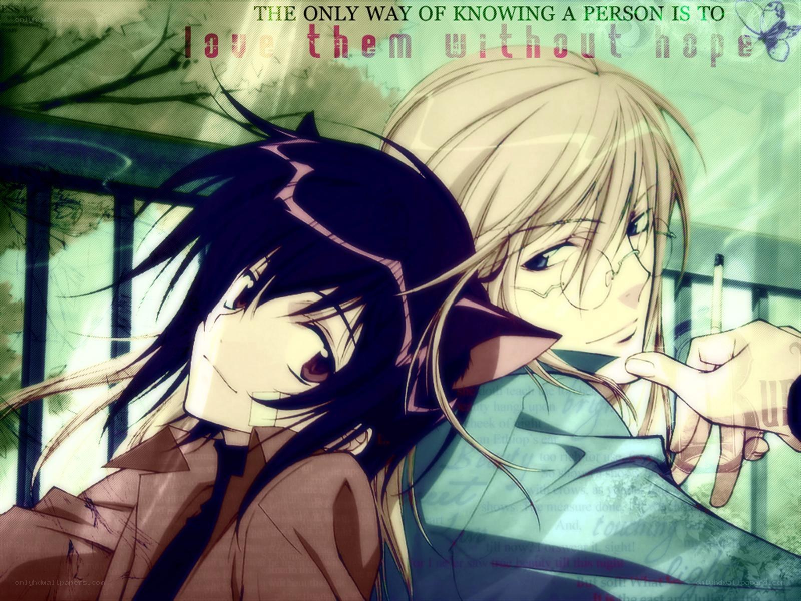 Anime couple with quote