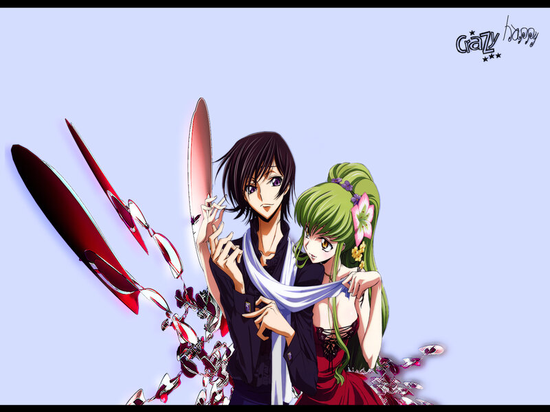 anime couple with red weapons