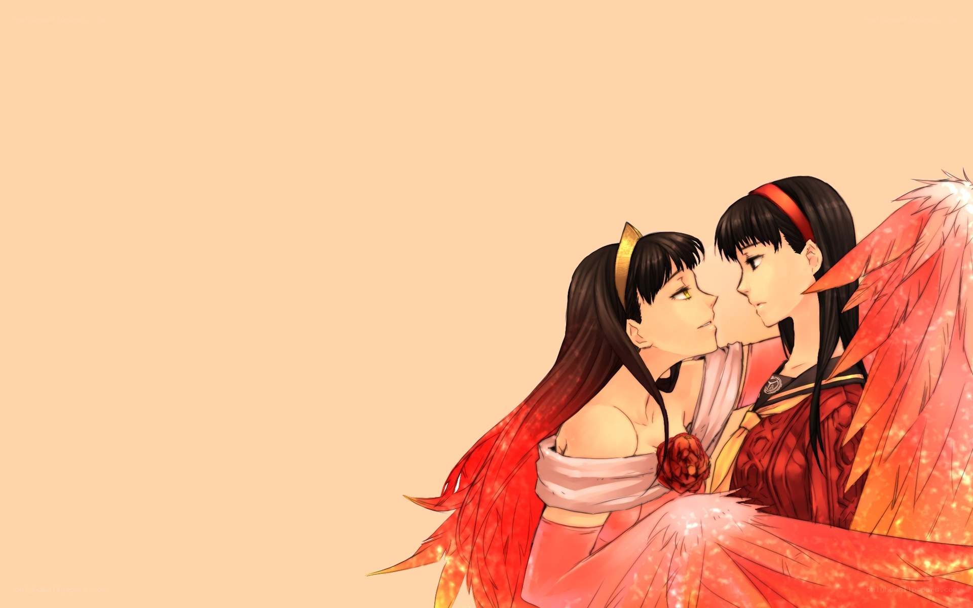 anime couple with red wings