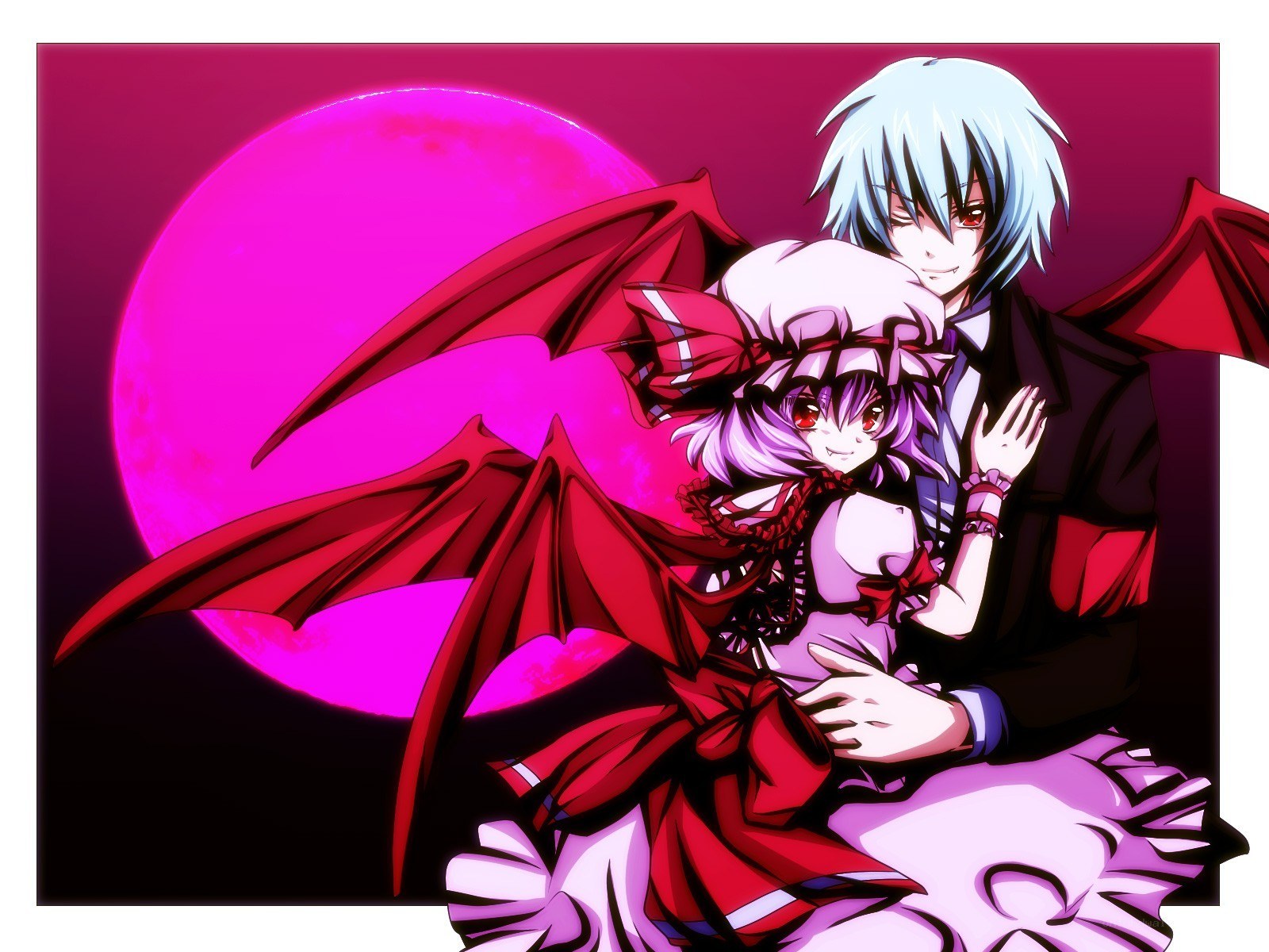 anime couple with red wings