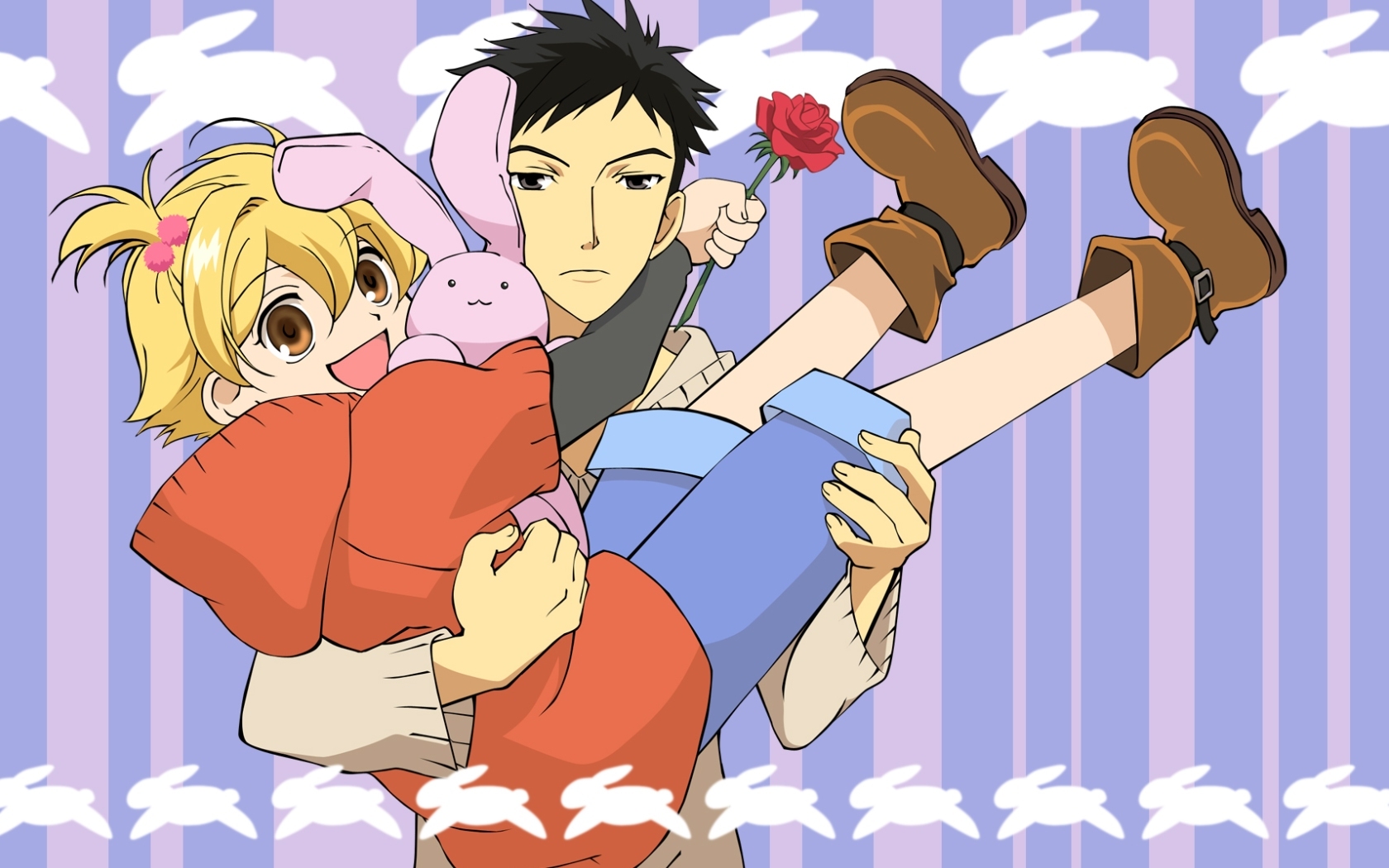 Anime couple with rose