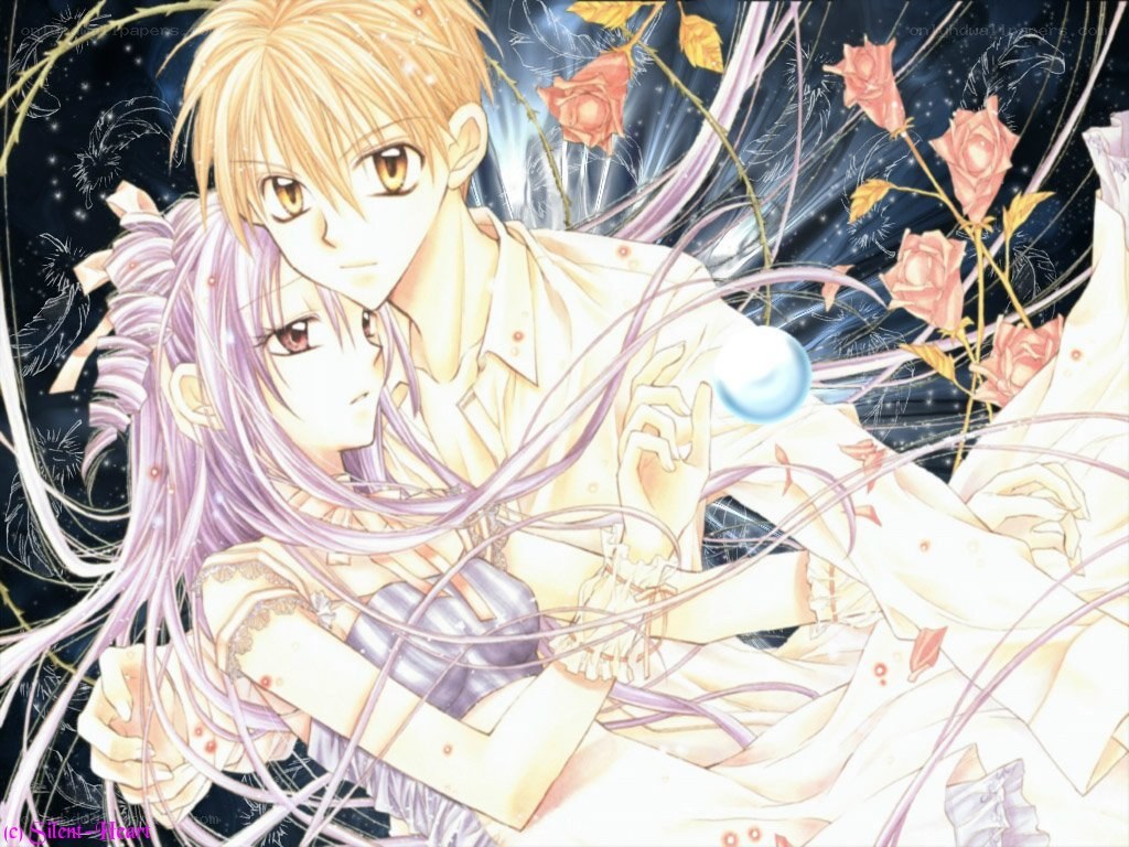 Anime couple with roses