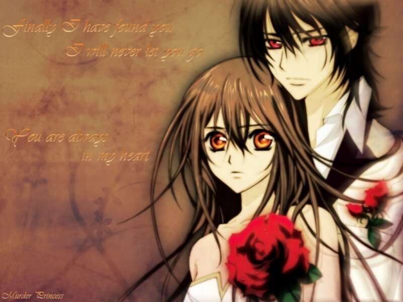 Anime Couple with Roses — Brown
