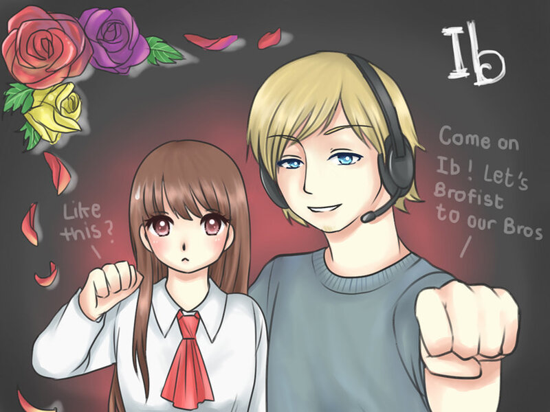 Anime Couple with Roses — Gray
