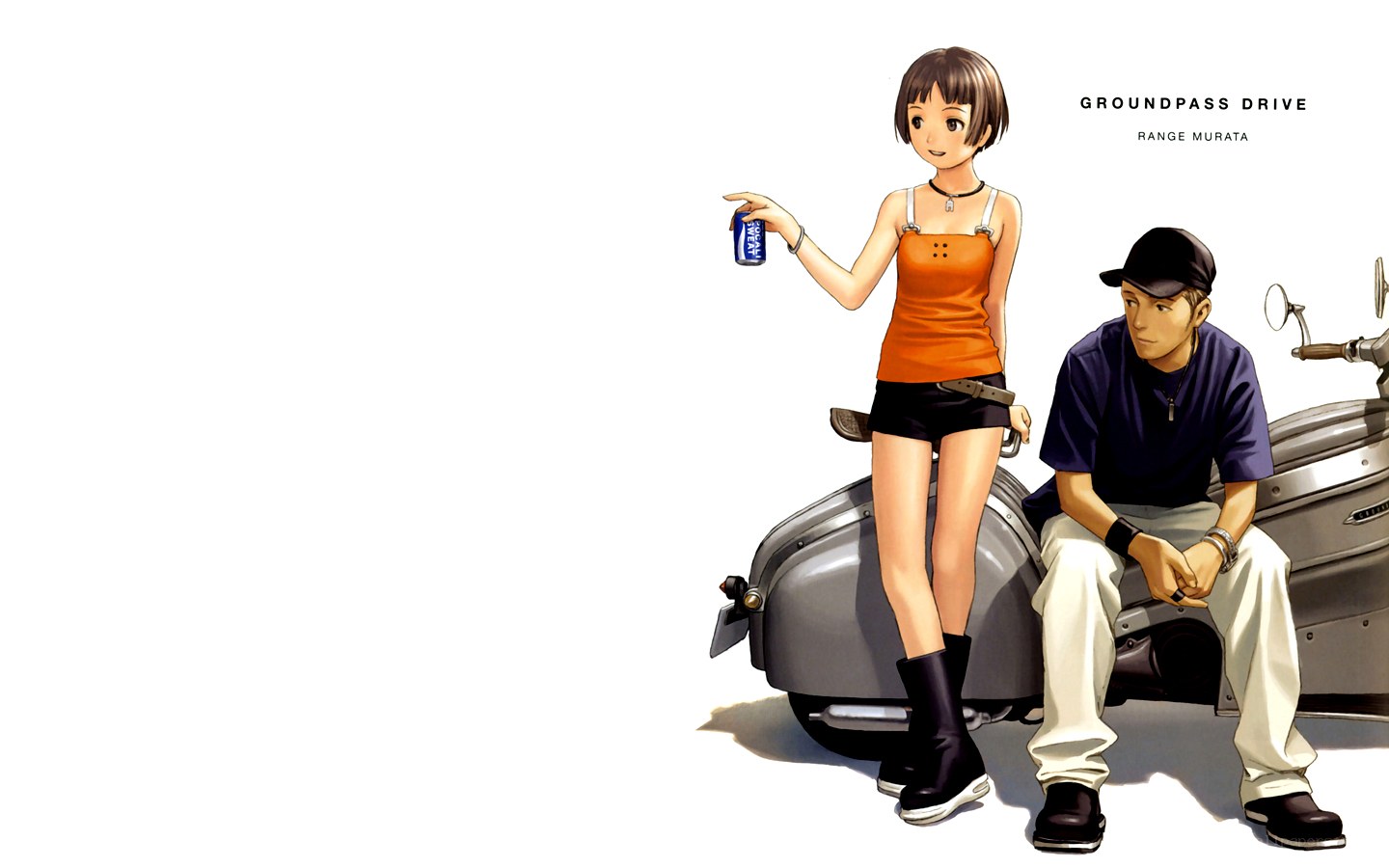 Anime couple with scooter