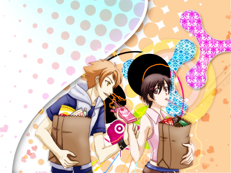 Anime couple with snacks