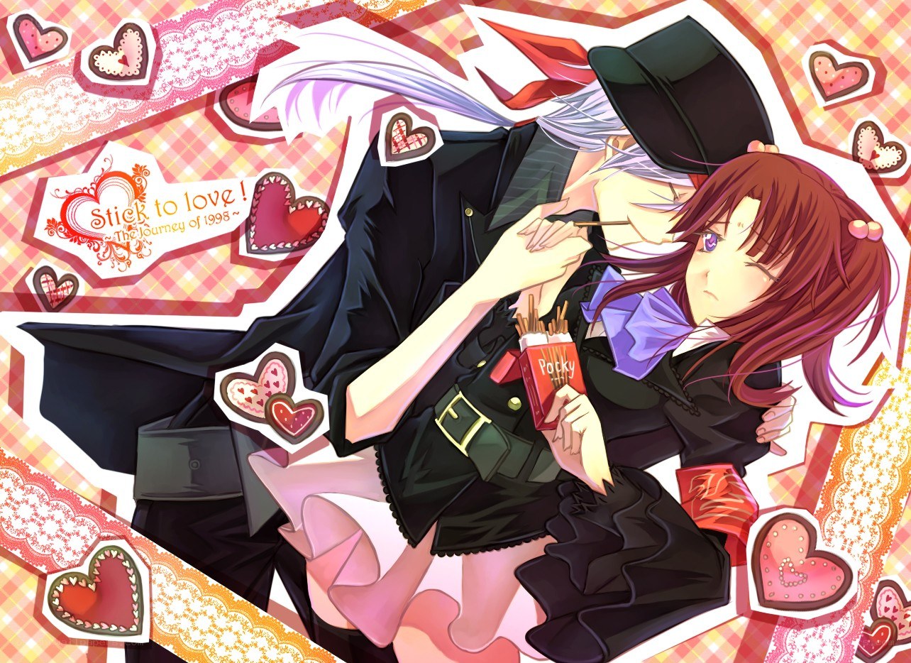 Anime couple with snacks