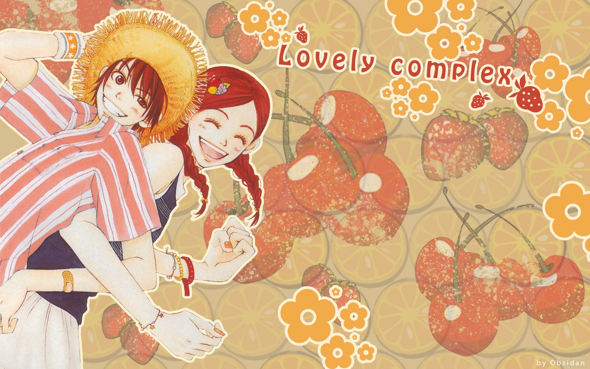 Anime couple with strawberries