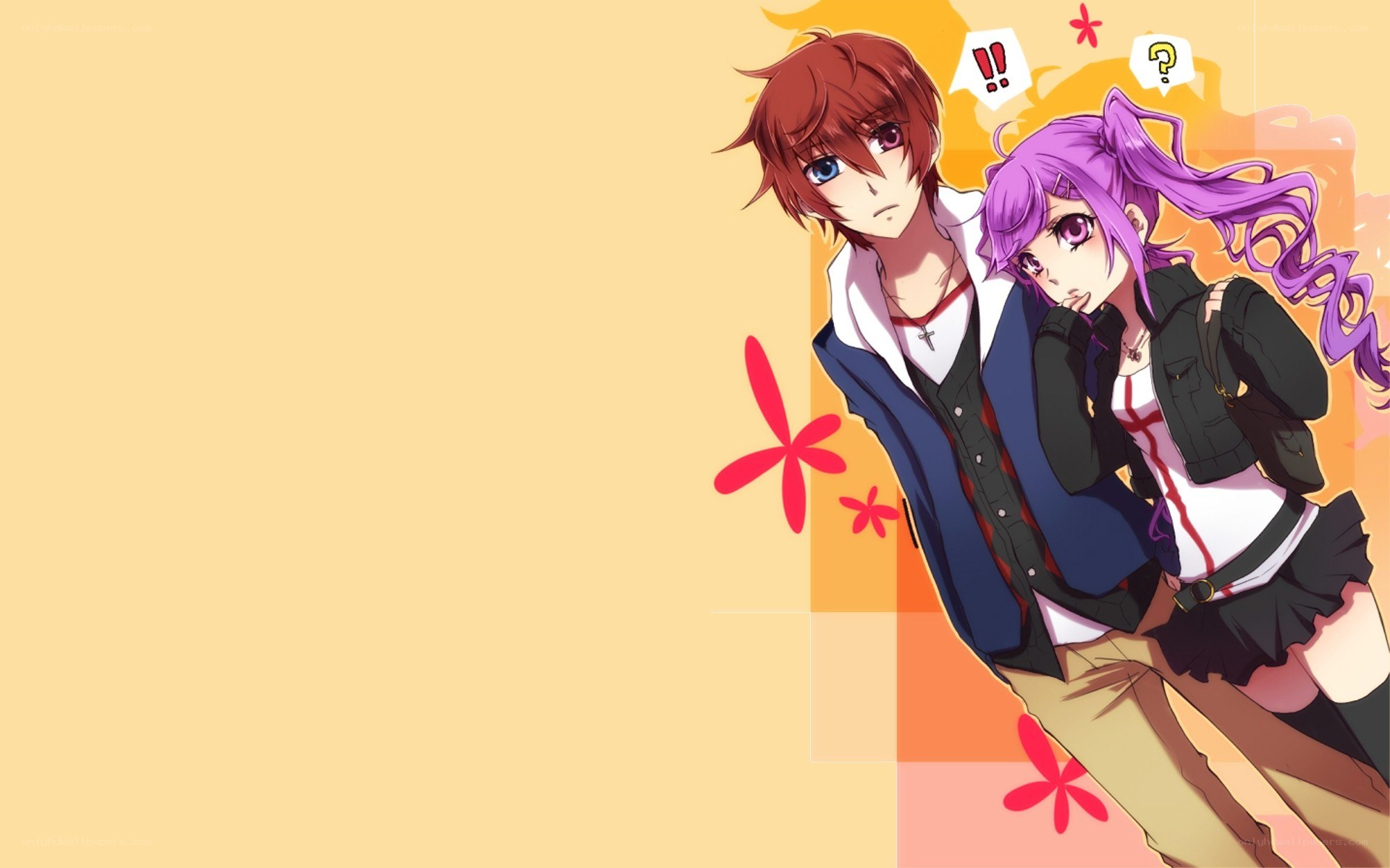 anime couple with surprised expressions