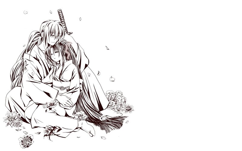 anime couple with sword