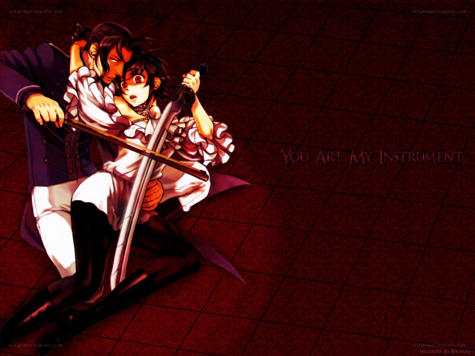 Anime couple with sword