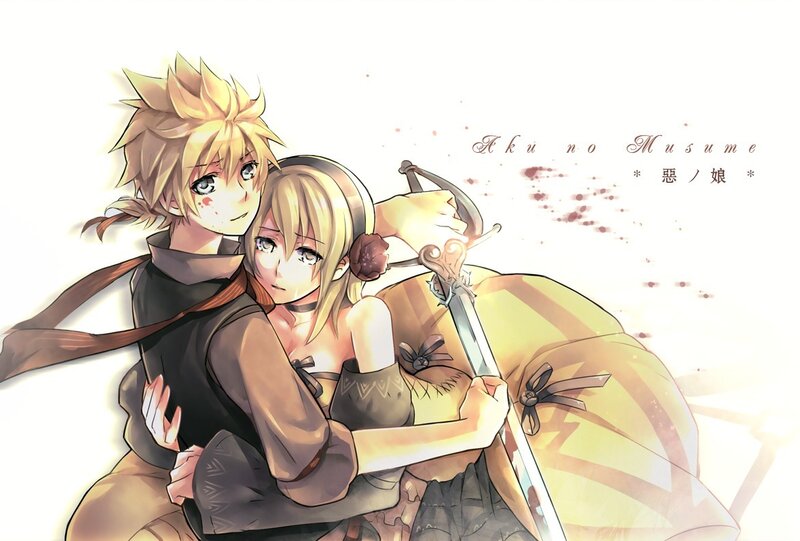 Anime couple with sword