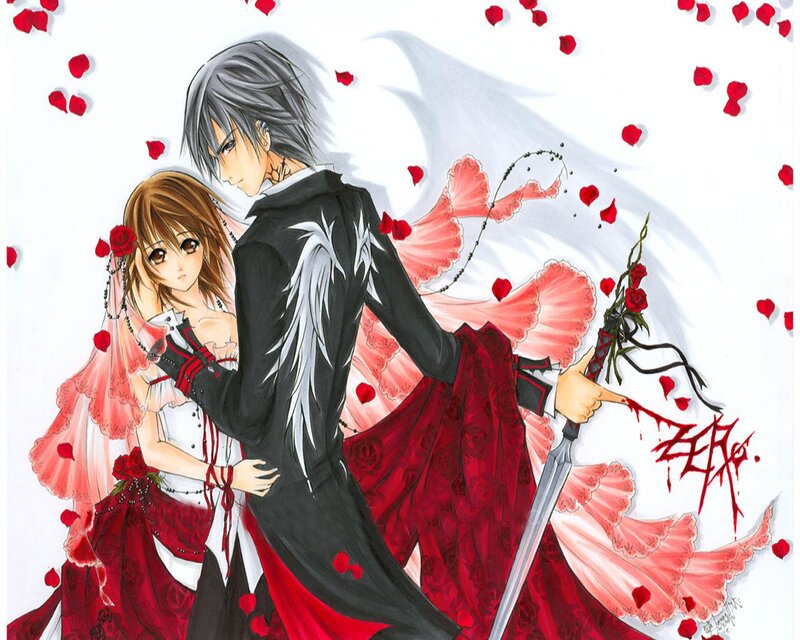 Anime Couple with Sword — Red, Dramatic
