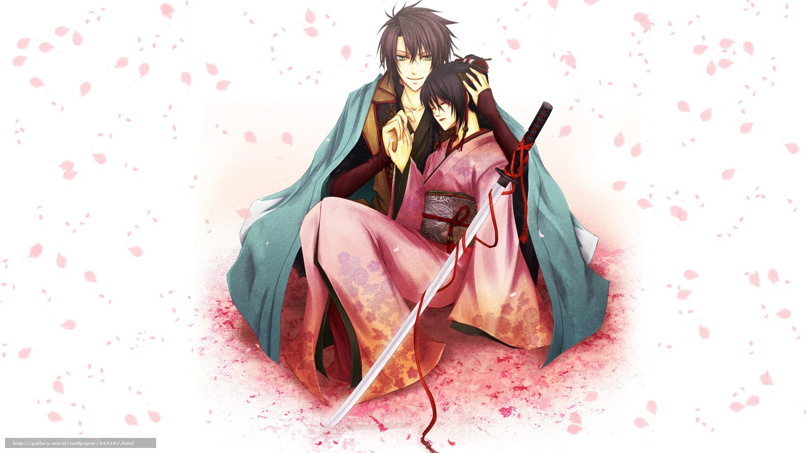 anime couple with sword