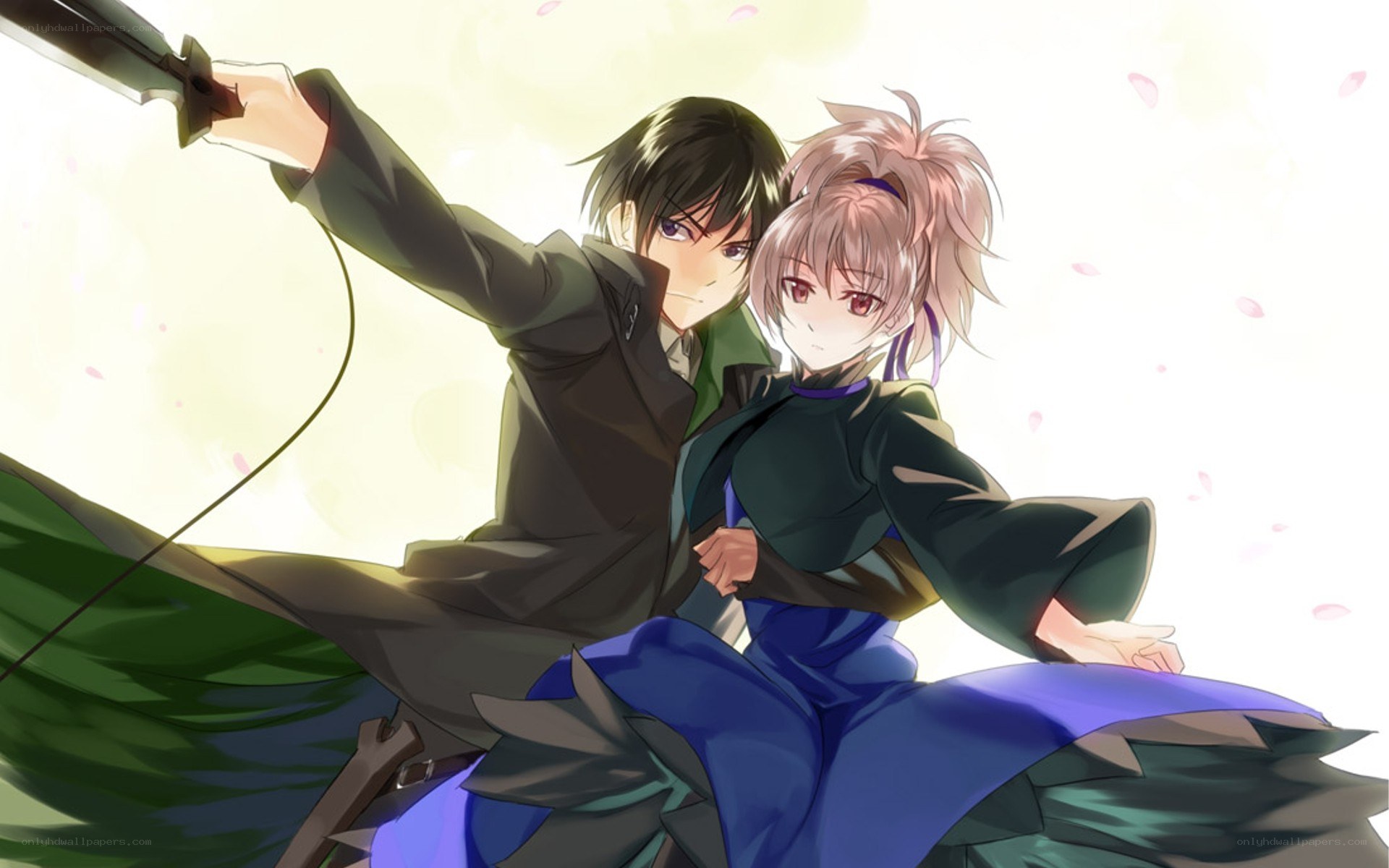 Anime couple with swords