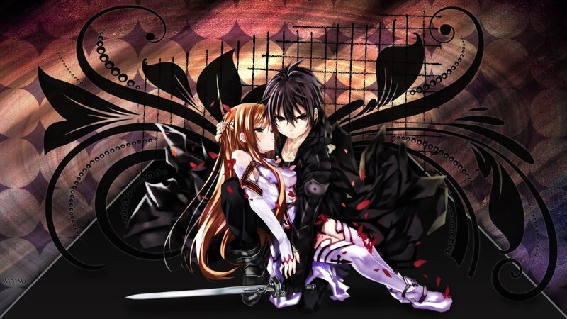 Anime couple with swords