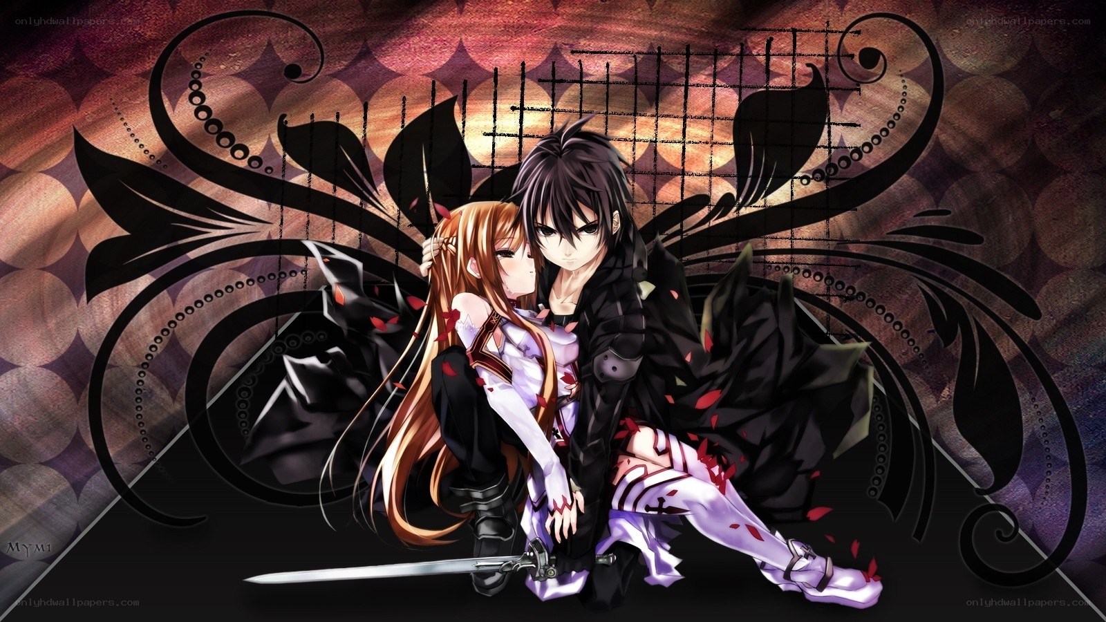 Anime couple with swords