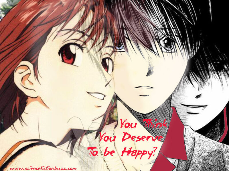 Anime couple with text overlay