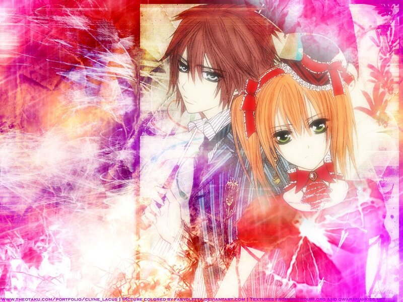 Anime couple with vibrant background