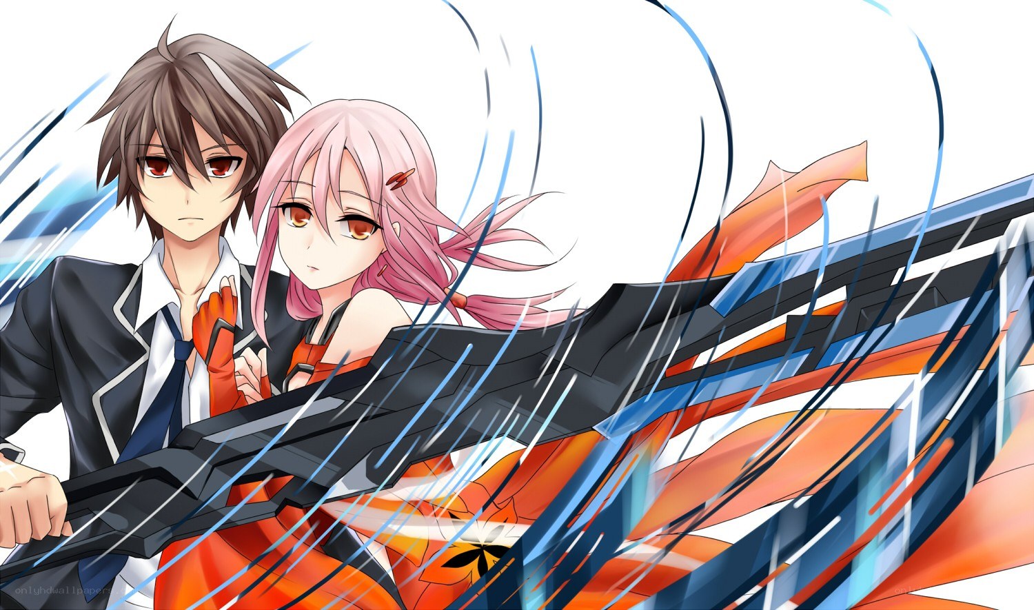 anime couple with weapon