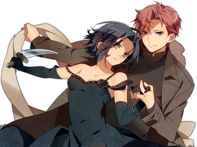 anime couple with weapons