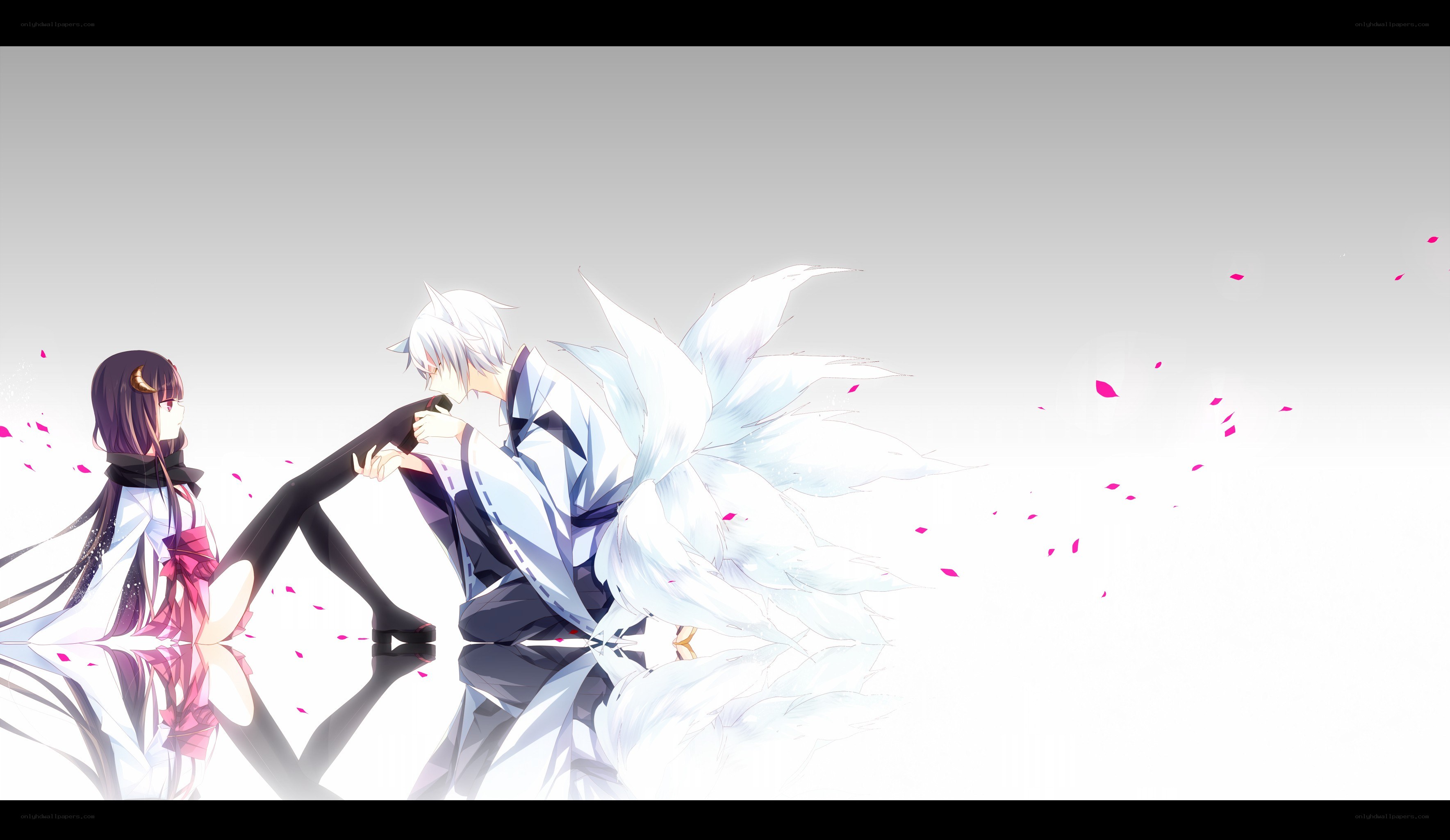 anime couple with white wings