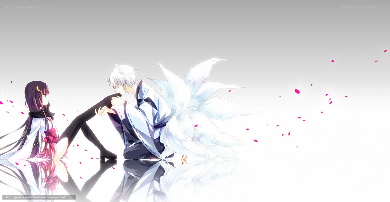 Anime couple with white wings