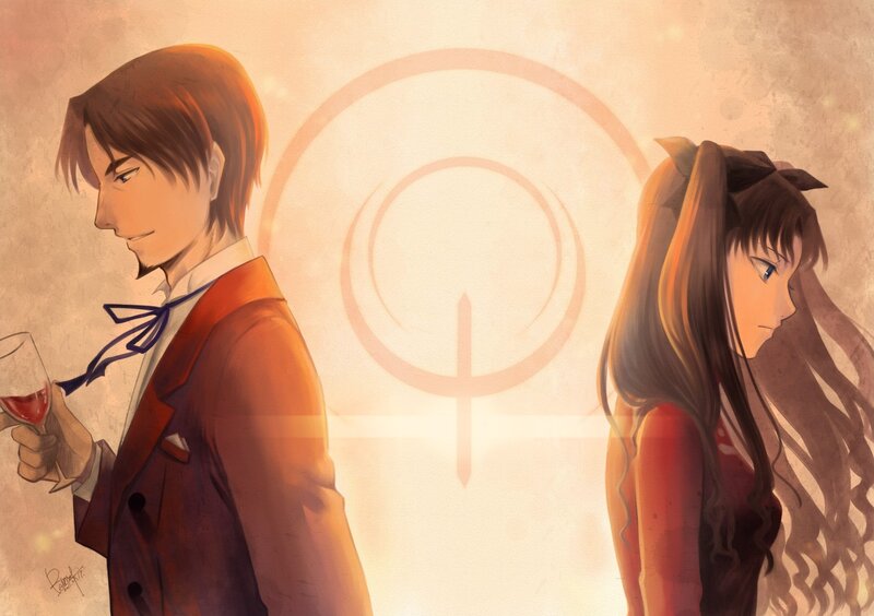 anime couple with wine glass