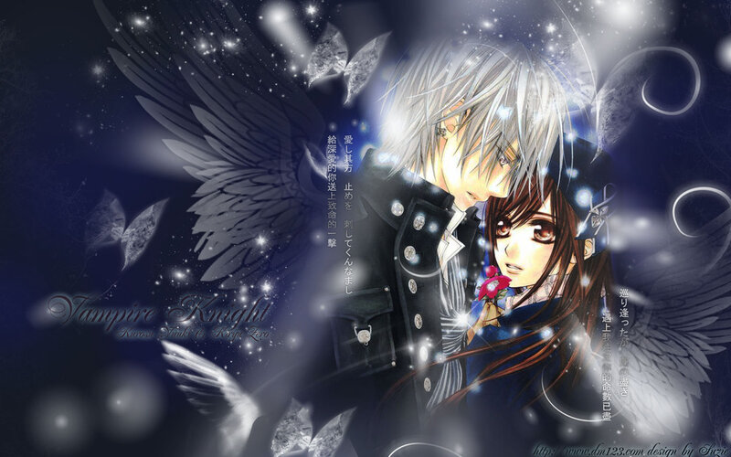 Anime Couple with Wings — Blue