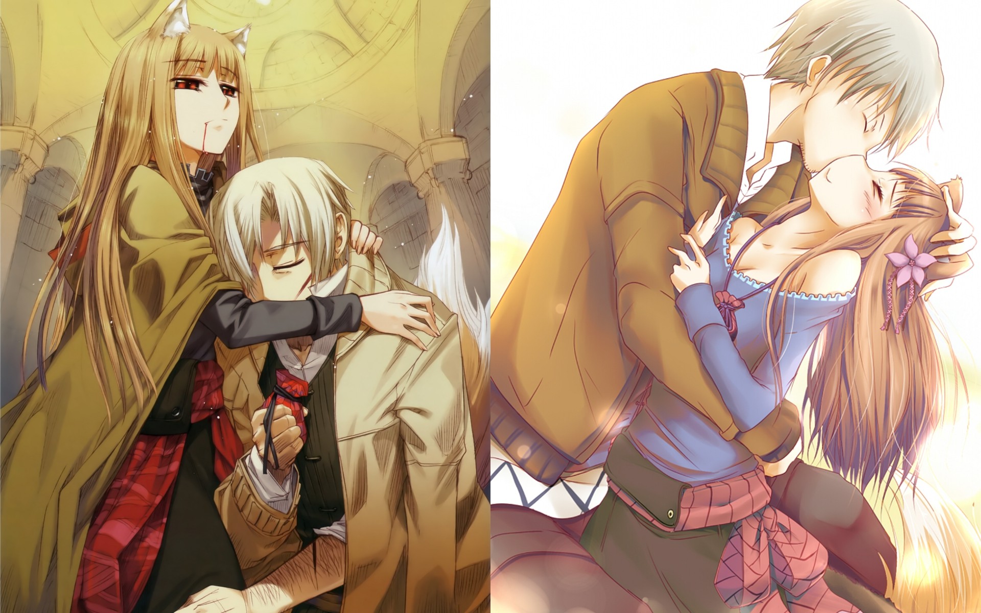 Anime couples in affectionate scenes