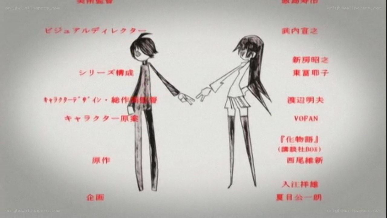 Anime credit art with two characters