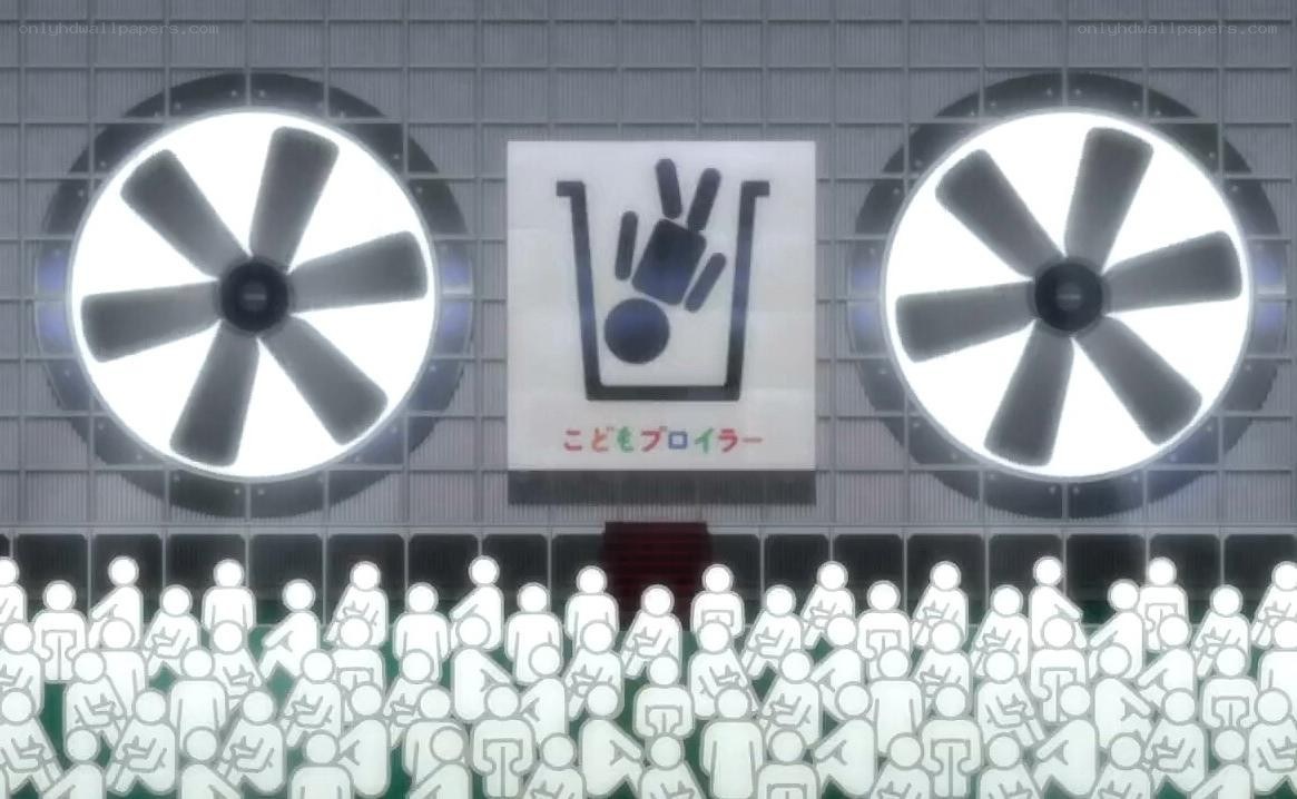 Anime crowd scene with fans