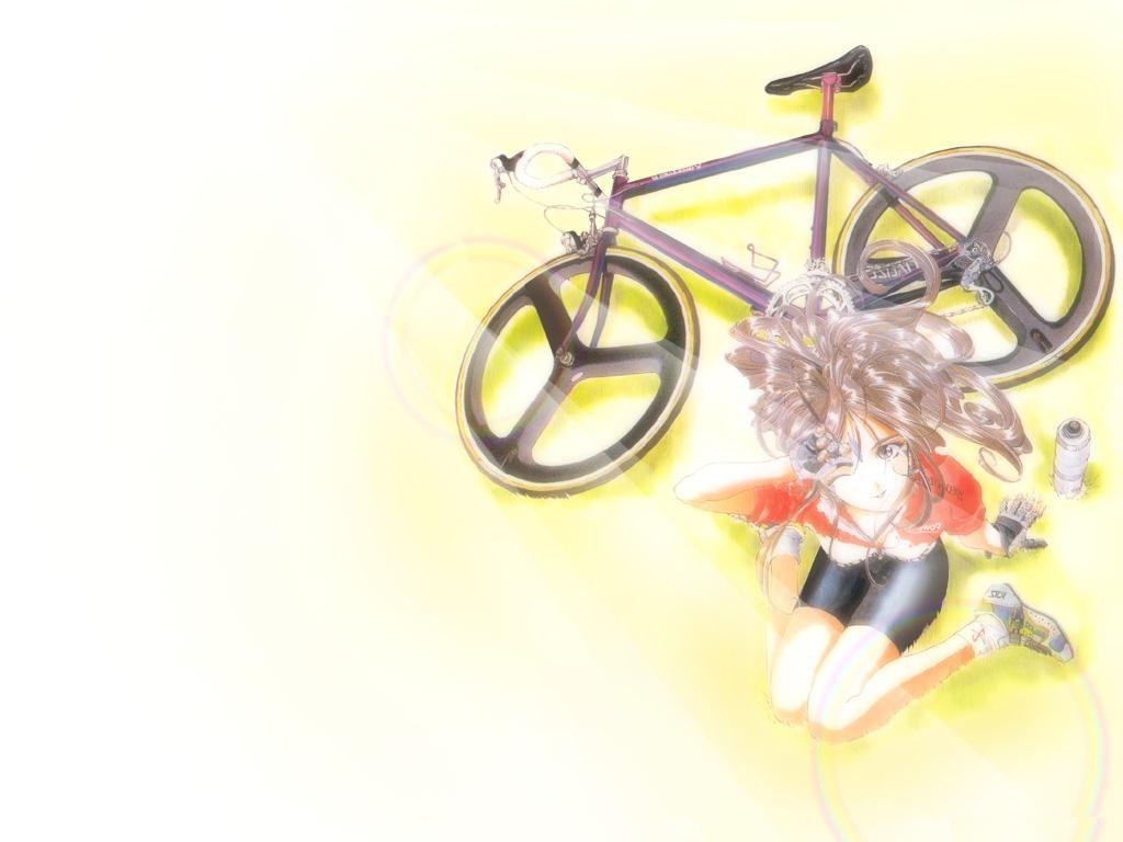 anime cyclist with bicycle