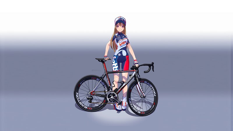 Anime Cyclist with Bicycle — Blue