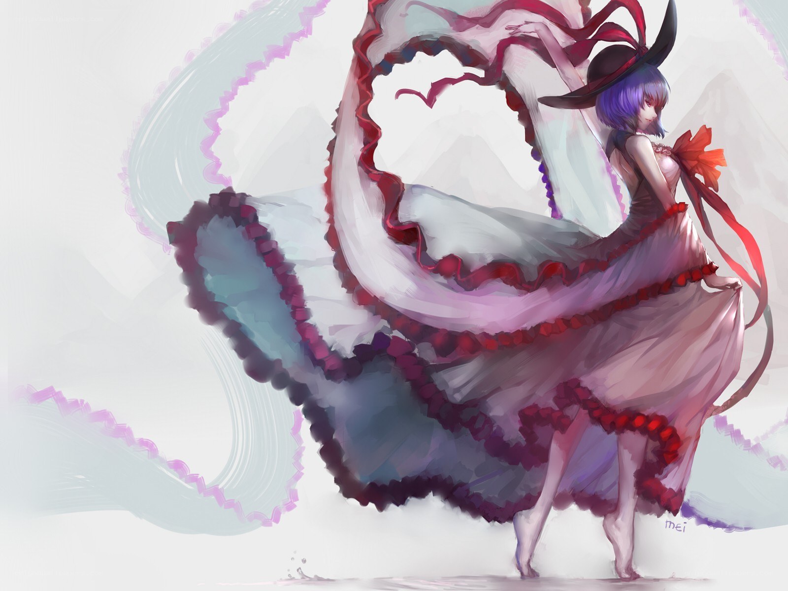 anime dancer in flowing dress