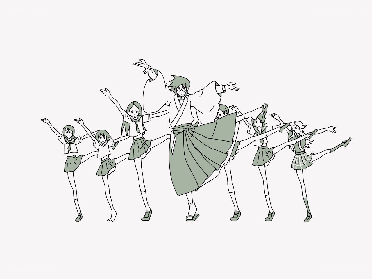 anime dancers in motion