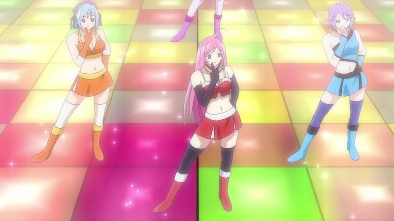 anime dancers on a colorful floor
