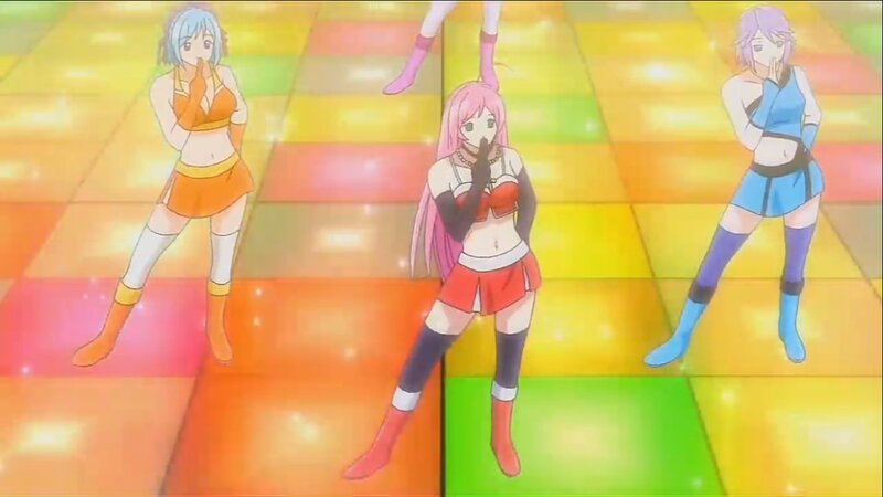 anime dancers on colorful floor