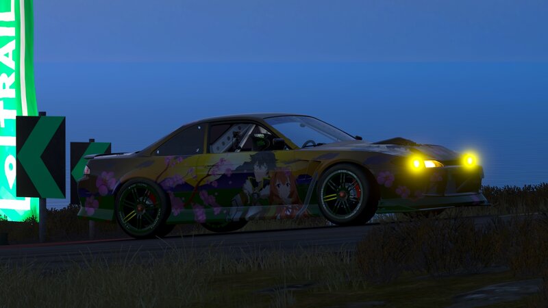 Anime-decorated Car — Blue