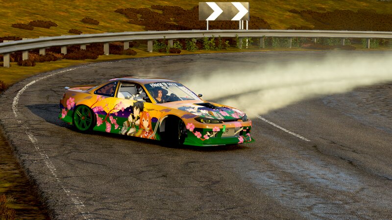 Anime-decorated Car Drifting — Green