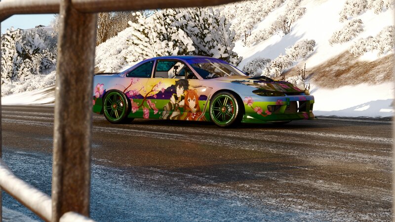 Anime-decorated Car — Green, Calm