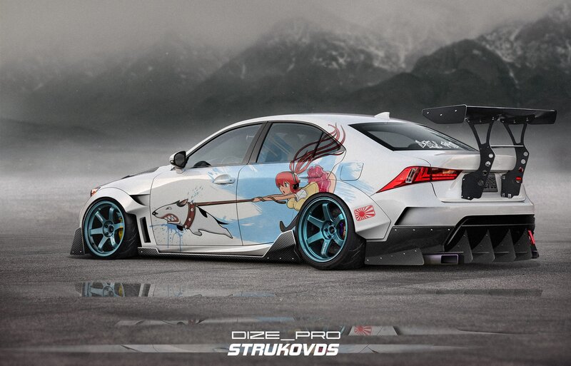 Anime-decorated Car — White