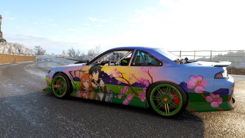 Anime-decorated Race Car — Blue