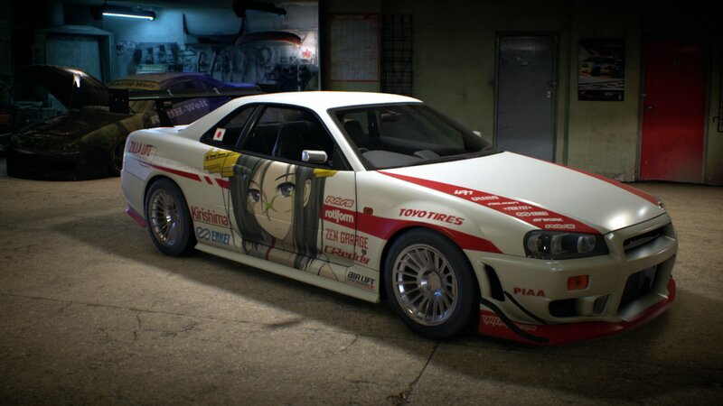 Anime-decorated Race Car — White