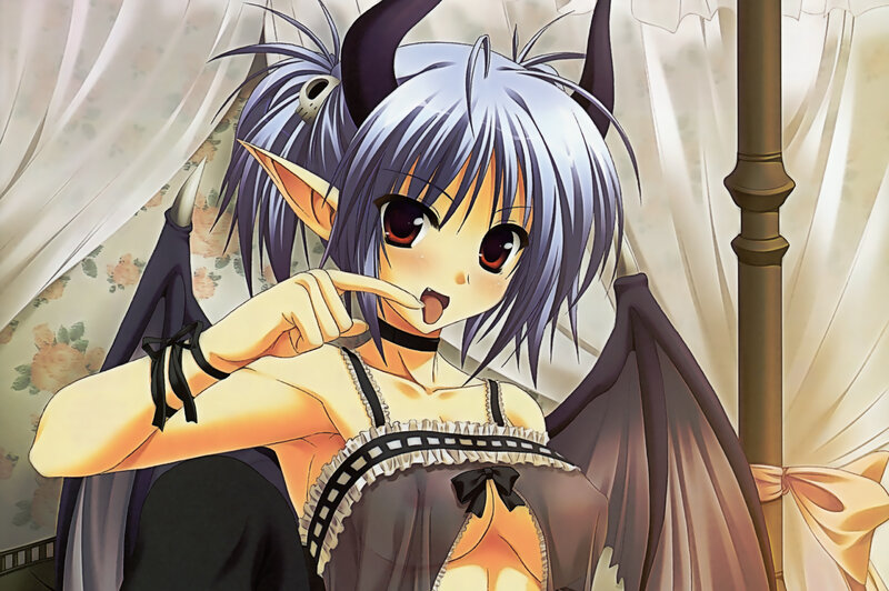 anime demon girl in bedroom